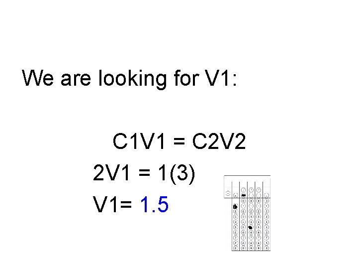 We are looking for V 1: C 1 V 1 = C 2 V