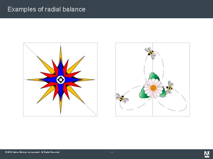 Examples of radial balance © 2013 Adobe Systems Incorporated. All Rights Reserved. 19 