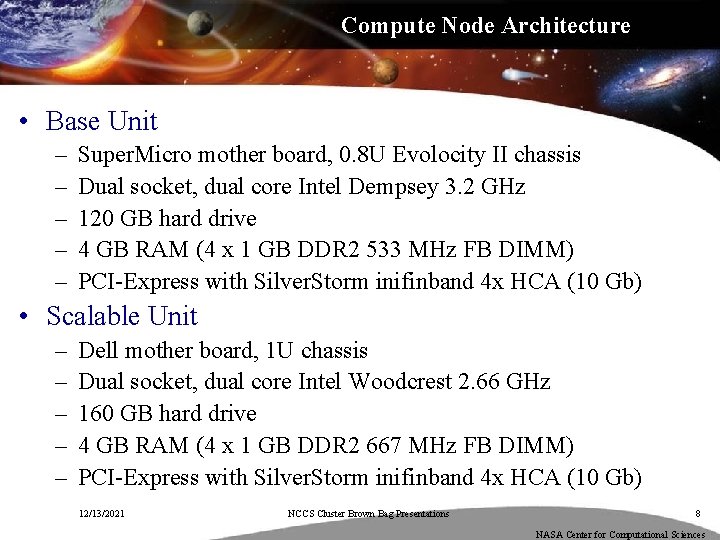 Compute Node Architecture • Base Unit – – – Super. Micro mother board, 0.