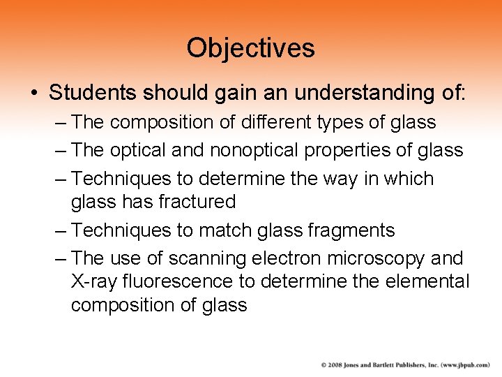 Objectives • Students should gain an understanding of: – The composition of different types