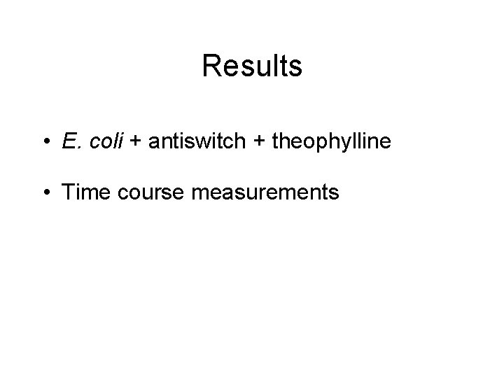 Results • E. coli + antiswitch + theophylline • Time course measurements 