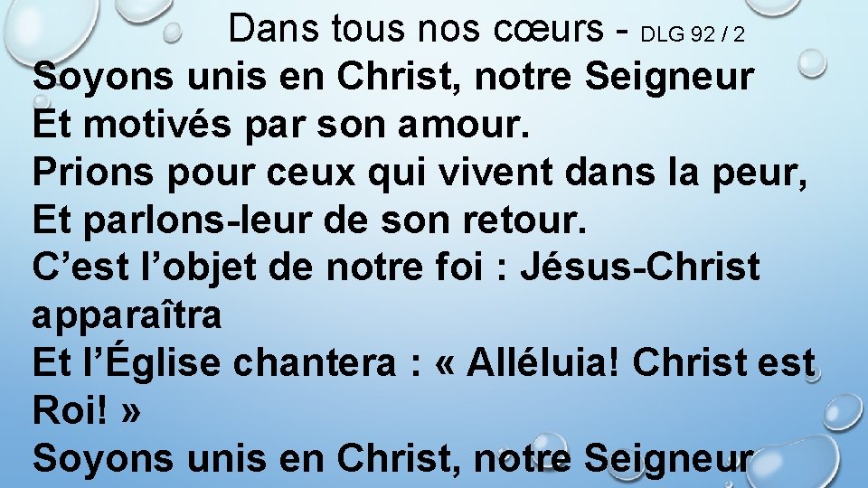 Dans tous nos cœurs - DLG 92 / 2 Soyons unis en Christ, notre