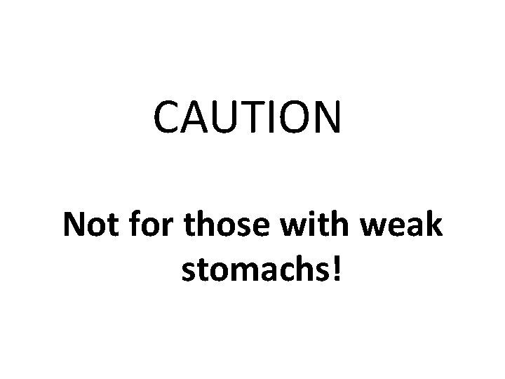 CAUTION Not for those with weak stomachs! 