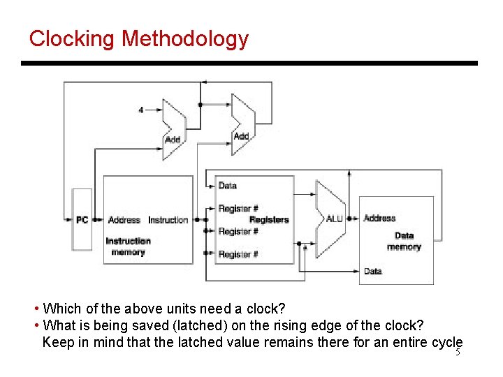 Clocking Methodology • Which of the above units need a clock? • What is