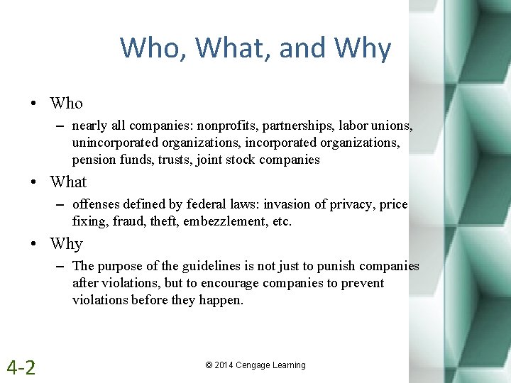 Who, What, and Why • Who – nearly all companies: nonprofits, partnerships, labor unions,