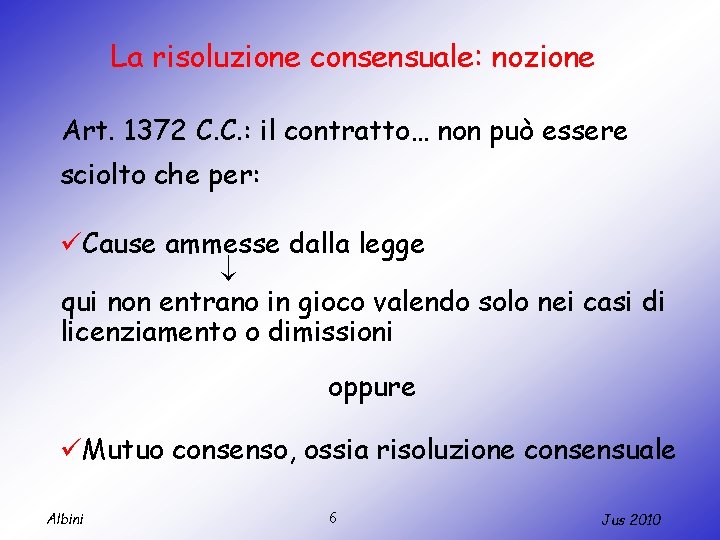 La risoluzione consensuale: nozione Art. 1372 C. C. : il contratto… non può essere