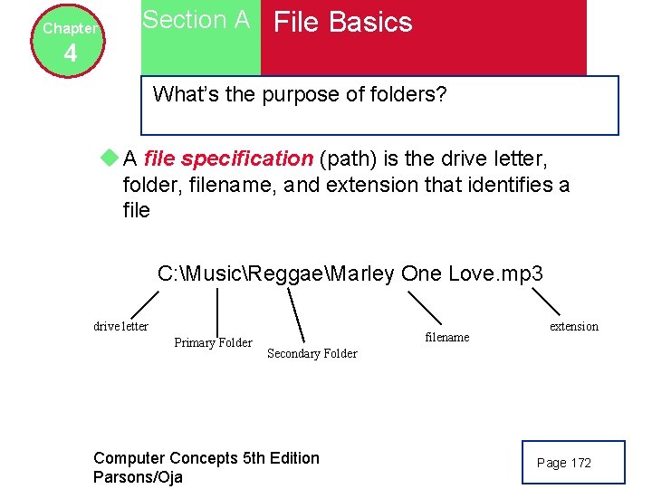 CHAPTER Section A File Basics 4 PARSONSOJA File