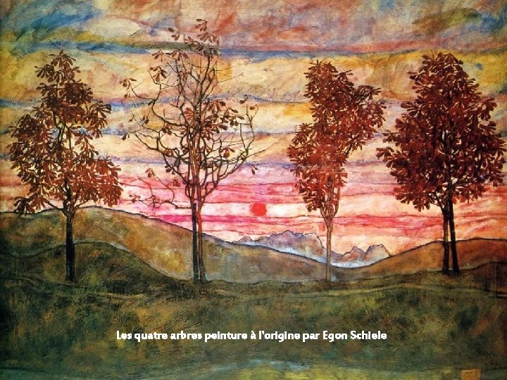 Arbres nus, maisons et sanctuaire (1907), huile et crayon sur carton by Egon Schiele