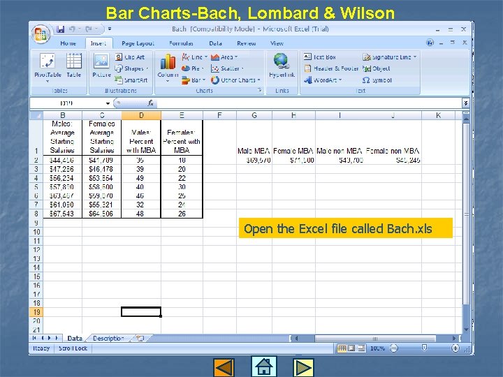 Bar Charts-Bach, Lombard & Wilson Open the Excel file called Bach. xls 