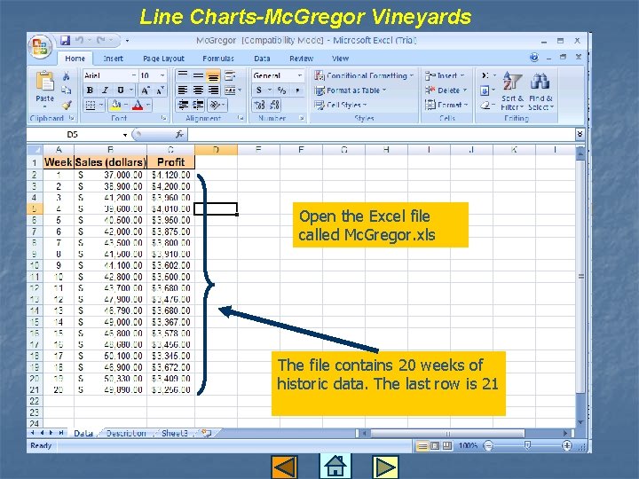 Line Charts-Mc. Gregor Vineyards Open the Excel file called Mc. Gregor. xls The file
