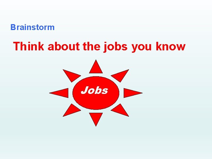 Brainstorm Think about the jobs you know Jobs 