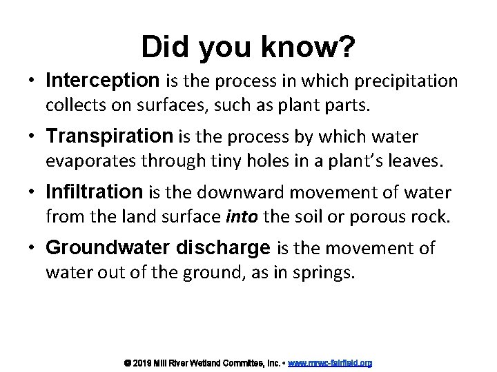 Did you know? • Interception is the process in which precipitation collects on surfaces,