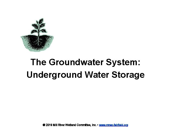 The Groundwater System: Underground Water Storage © 2019 Mill River Wetland Committee, Inc. •