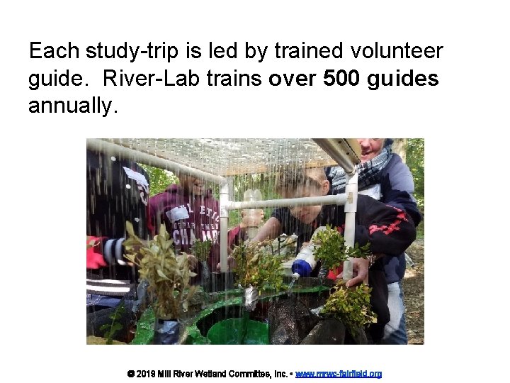 Each study-trip is led by trained volunteer guide. River-Lab trains over 500 guides annually.