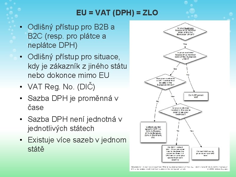 EU = VAT (DPH) = ZLO • Odlišný přístup pro B 2 B a