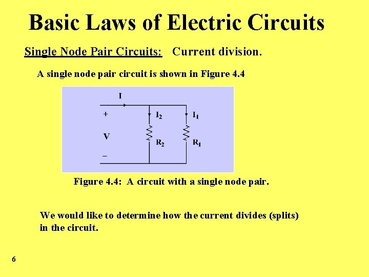 Basic Laws of Electric Circuits Single Node Pair Circuits: Current division. A single node Basic Laws of Electric Circuits Single Node Pair Circuits: Current division. A single node