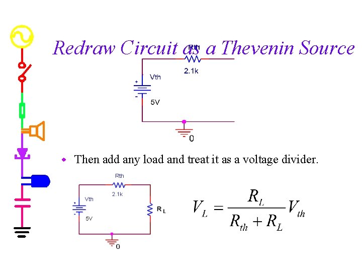 Redraw Circuit as a Thevenin Source w Then add any load and treat it