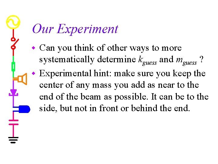 Our Experiment Can you think of other ways to more systematically determine kguess and