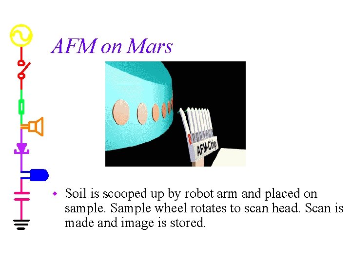 AFM on Mars w Soil is scooped up by robot arm and placed on