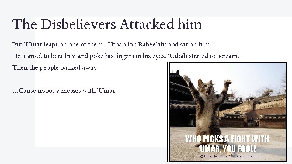 The Disbelievers Attacked him But ‘Umar leapt on one of them (‘Utbah ibn Rabee’ah)