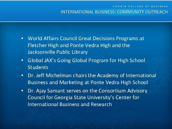  • World Affairs Council Great Decisions Programs at Fletcher High and Ponte Vedra