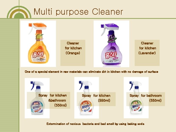 Multi purpose Cleaner for kitchen (Orange) Cleaner for kitchen (Lavender) One of a special