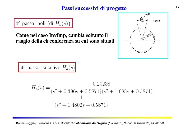 Passi successivi di progetto Come nel caso Inv. Imp, cambia soltanto il raggio della