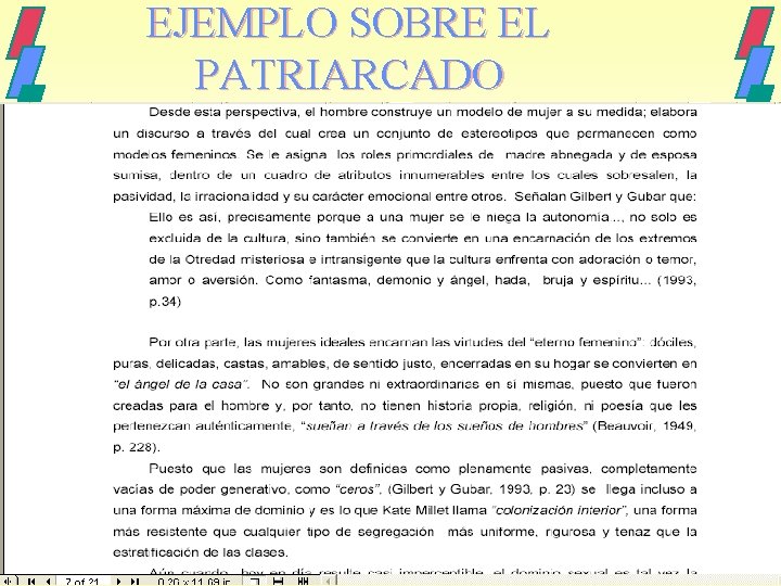 EJEMPLO SOBRE EL PATRIARCADO 