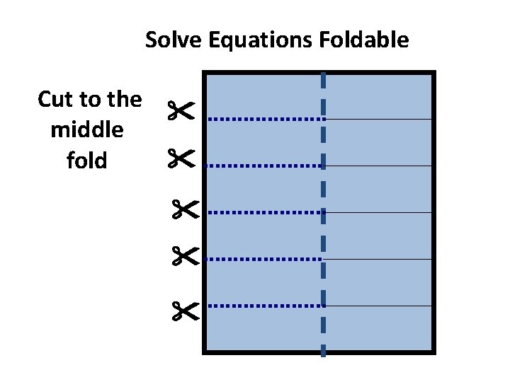 Solve Equations Foldable Cut to the middle fold Solve Equations Foldable Cut to the middle fold