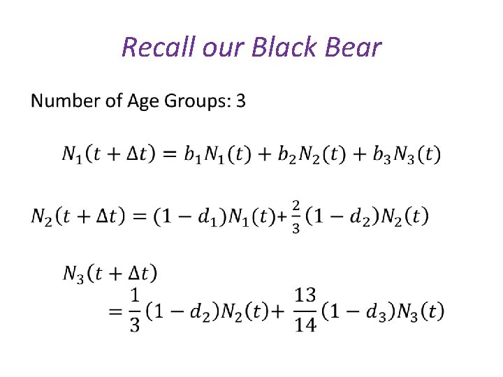 Recall our Black Bear • 