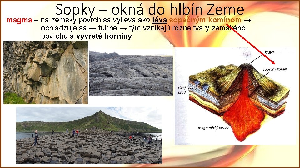 Sopky – okná do hlbín Zeme magma – na zemský povrch sa vylieva ako Sopky – okná do hlbín Zeme magma – na zemský povrch sa vylieva ako