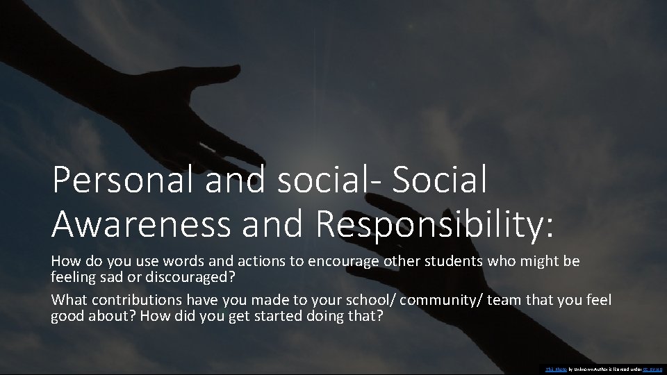 Personal and social- Social Awareness and Responsibility: How do you use words and actions