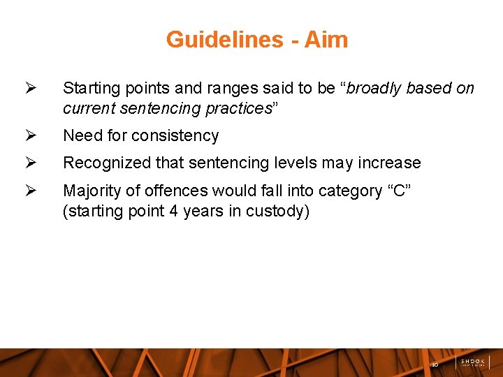 Guidelines - Aim Starting points and ranges said to be “broadly based on current