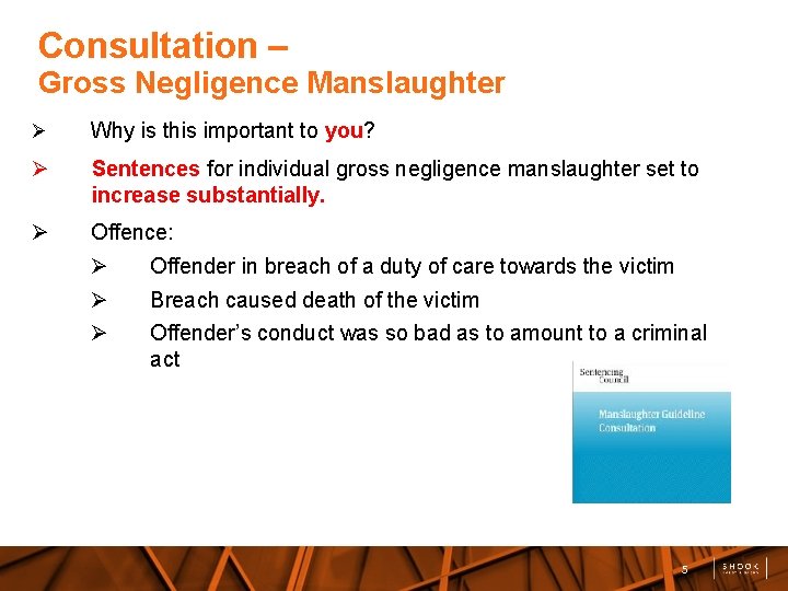 Consultation – Gross Negligence Manslaughter Why is this important to you? Sentences for individual