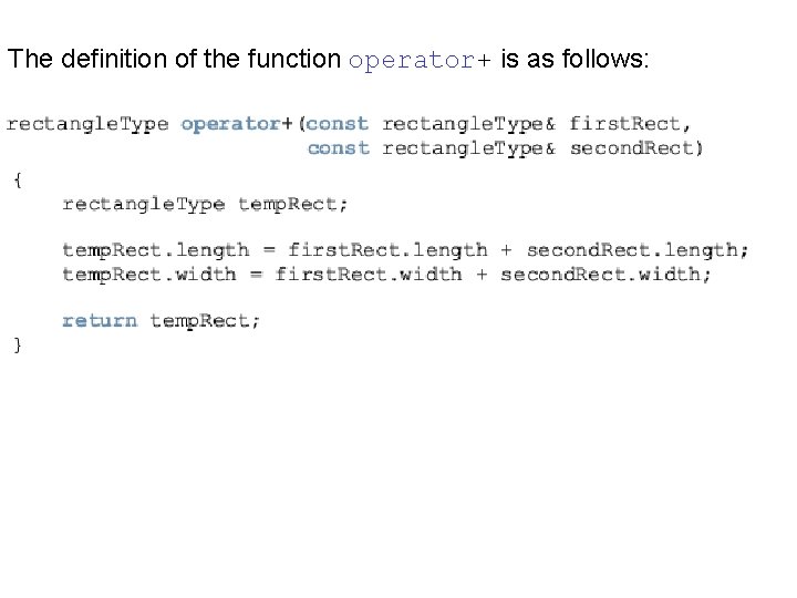 The definition of the function operator+ is as follows: The definition of the function operator+ is as follows: