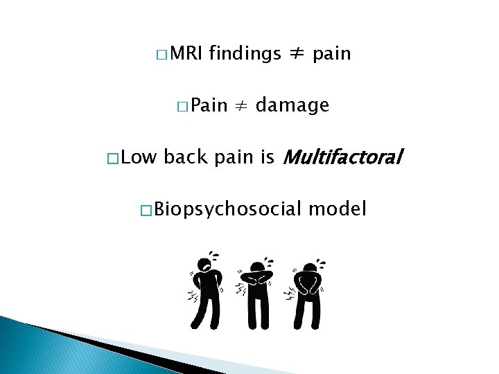� MRI findings ≠ pain � Pain � Low ≠ damage back pain is