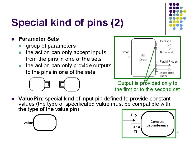 Special kind of pins (2) l Parameter Sets l group of parameters l the
