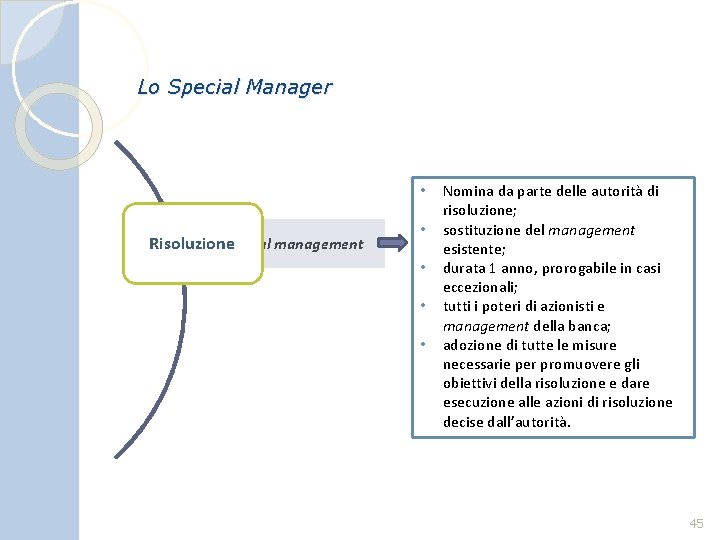 Lo Special Manager Temporary administrator Special management Risoluzione • • • Early intervention Nomina