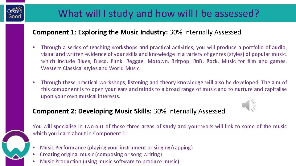 What will I study and how will I be assessed? Component 1: Exploring the