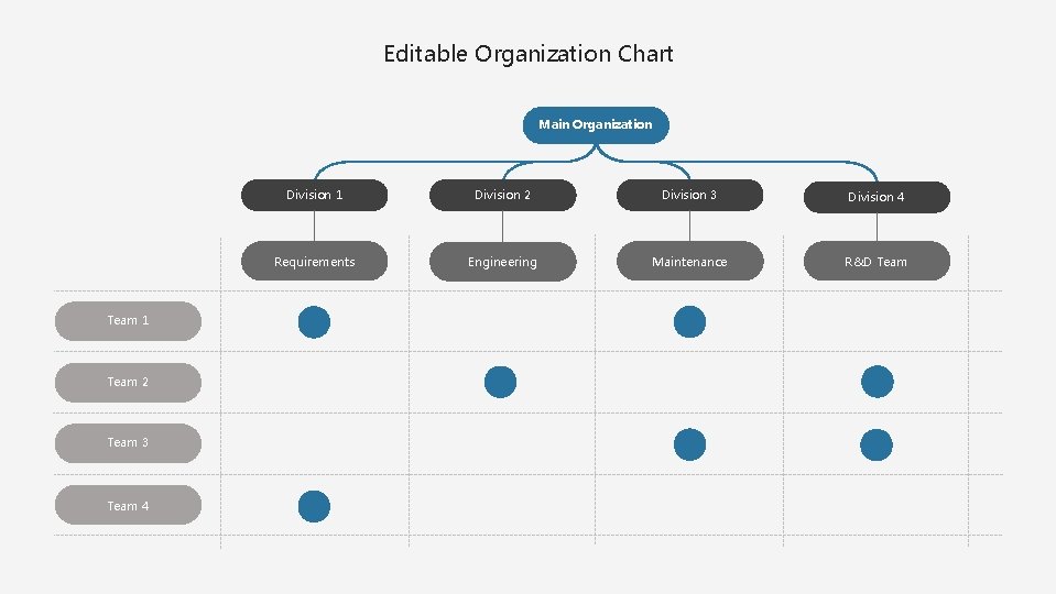 Editable Organization Chart Main Organization Team 1 Team 2 Team 3 Team 4 Division