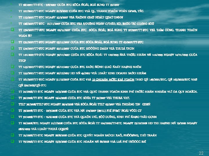 ° TT 98/2007/TT-BTC - 9/8/2007 CUÛA BTC SÖÛA ÑOÅI, BOÅ SUNG TT 33/2007 °
