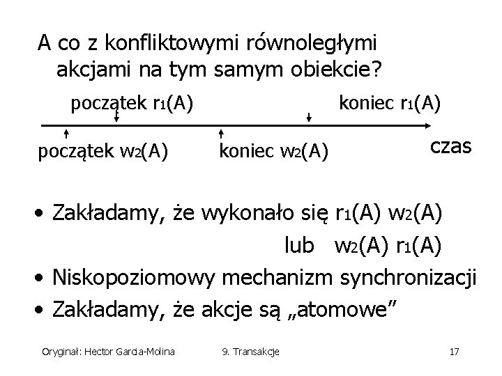 A co z konfliktowymi równoległymi akcjami na tym samym obiekcie? początek r 1(A) początek