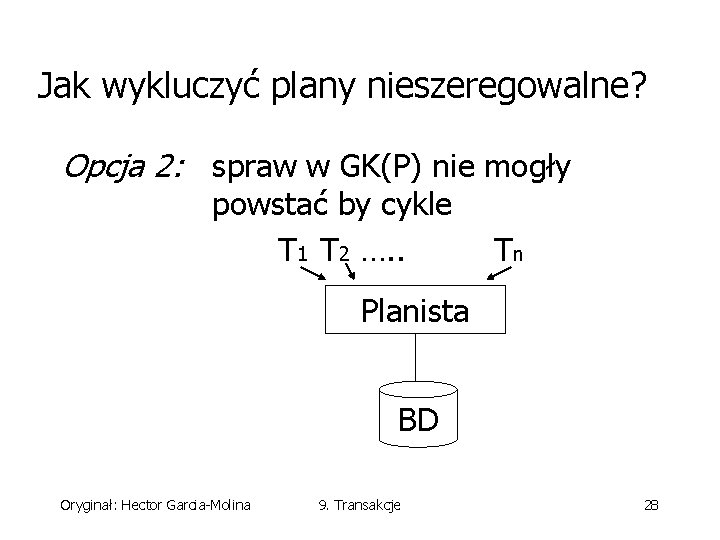 Jak wykluczyć plany nieszeregowalne? Opcja 2: spraw w GK(P) nie mogły powstać by cykle