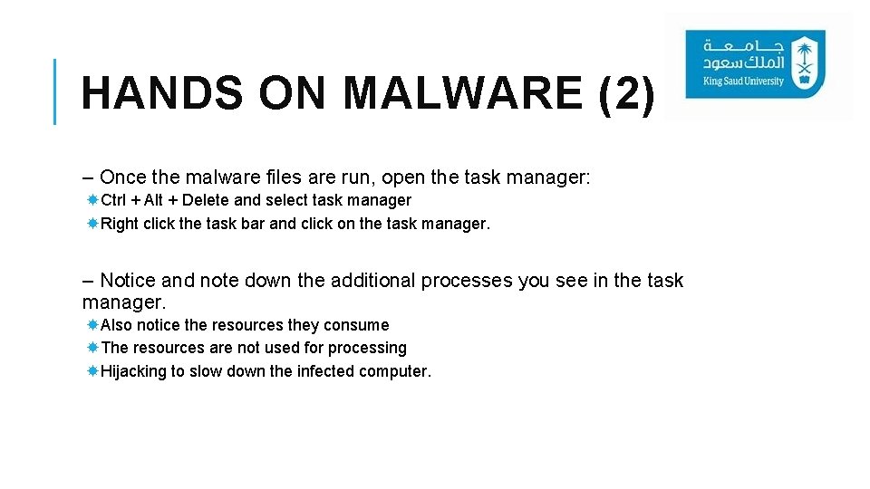 HANDS ON MALWARE (2) – Once the malware files are run, open the task