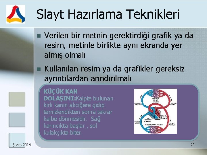 Slayt Hazırlama Teknikleri Verilen bir metnin gerektirdiği grafik ya da resim, metinle birlikte aynı