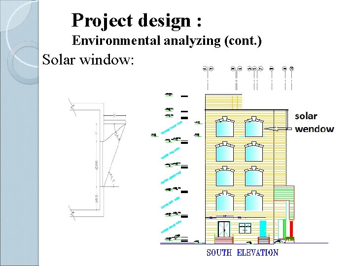 Project design : Environmental analyzing (cont. ) Solar window: 