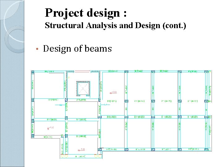 Project design : Structural Analysis and Design (cont. ) • Design of beams 