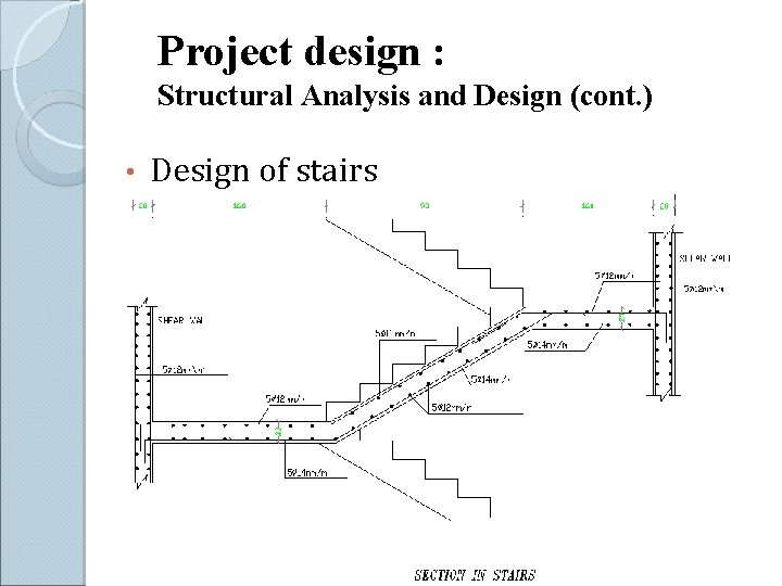 Project design : Structural Analysis and Design (cont. ) • Design of stairs 