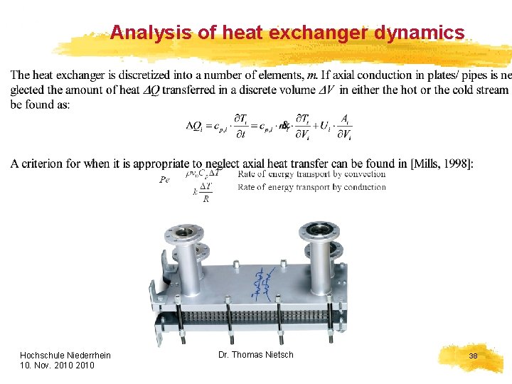Analysis of heat exchanger dynamics Hochschule Niederrhein 10. Nov. 2010 HELION Dr. Thomas Nietsch