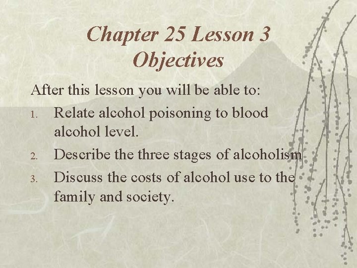 Chapter 25 Lesson 3 Objectives After this lesson you will be able to: 1.